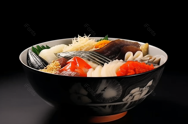 黑色背景碗里切片的鱼肉食材,高清,摄影图,摄影图片,图片大全,摄影图免费下载